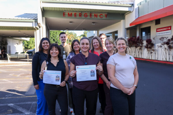 Kona Community Hospital Staff in front of hospital