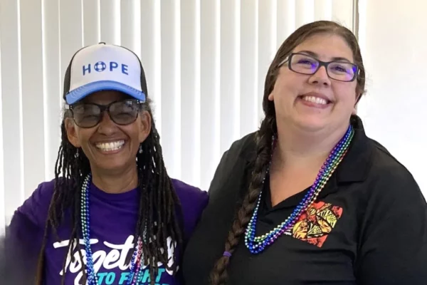 Yolisa Duley and Joy Hohnstine are photographed together as part of the Hawaiʻi island Suicide Prevention and Awareness Task Force.