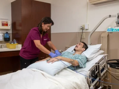 Inpatient bed with nurse