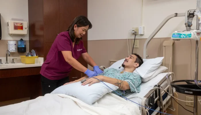Inpatient bed with nurse